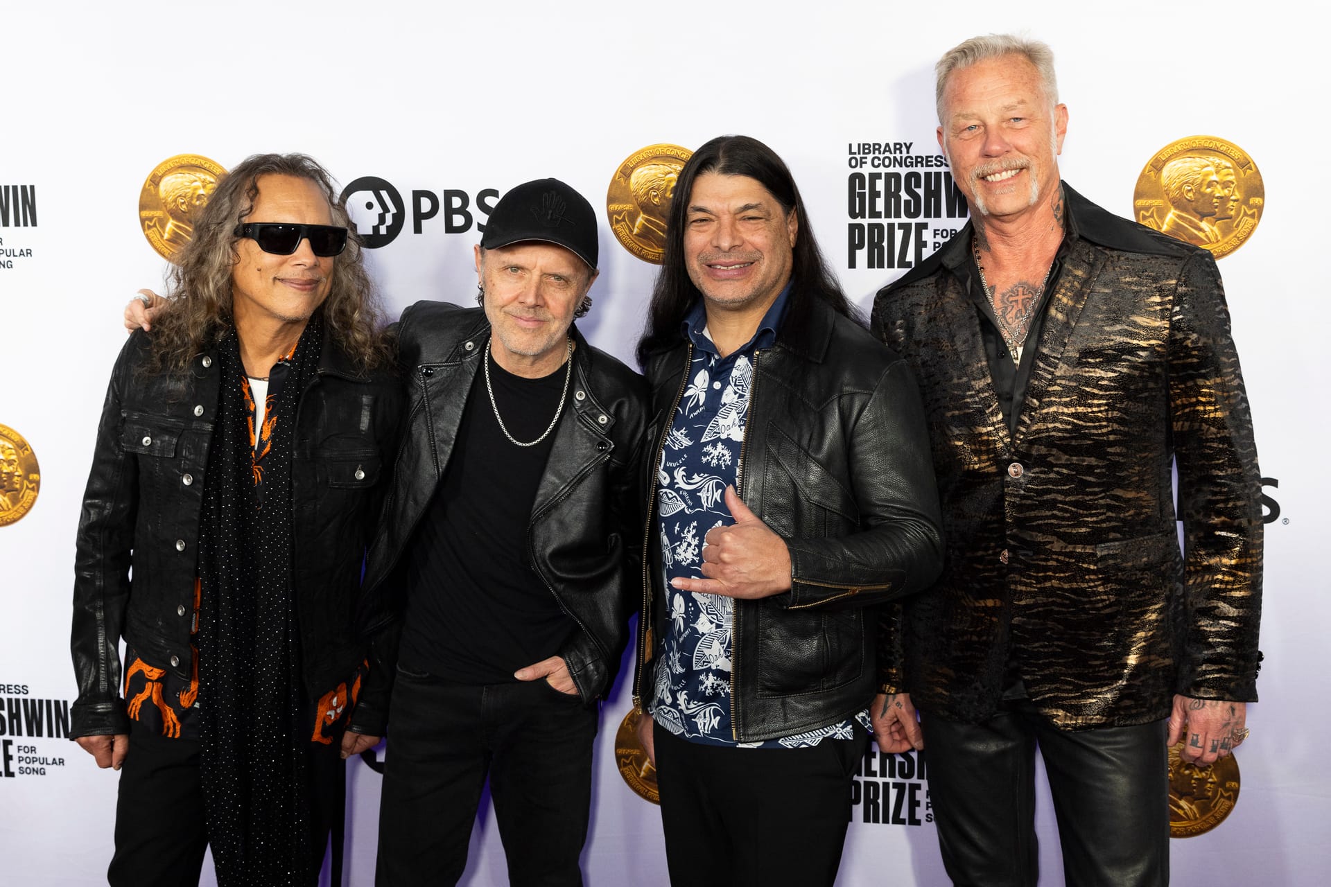 Metallica at the 2024 Gershwin Prize ceremony. From left to right: Kirk Hammett, Lars Ulrich, Robert Trujillo and James Hetfield.